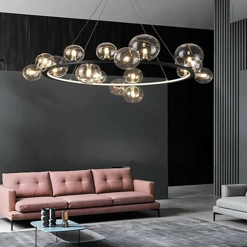 Glass chandelier with modern design with artistic bubbles - view 6