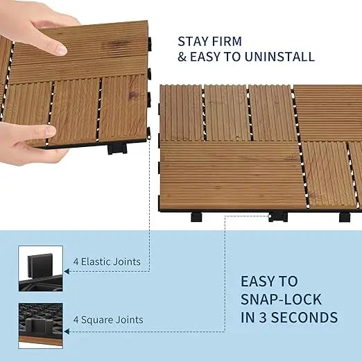 Acacia Wood Interlocking Deck Tiles Slip-Resistant - view 6