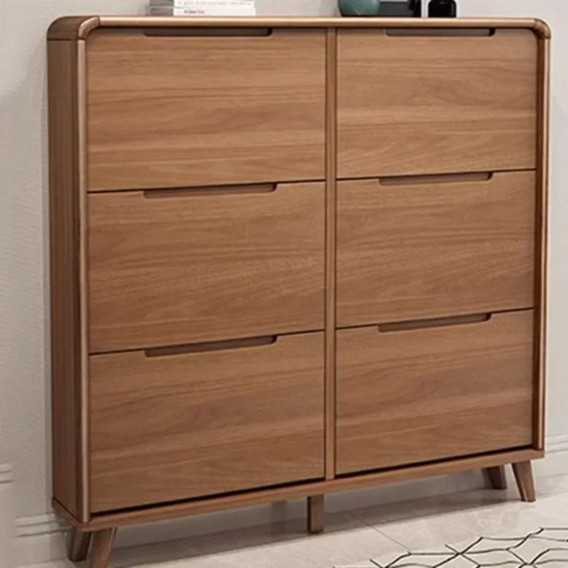 Minimalist vintage wooden shoe shelf and space gain - view 5