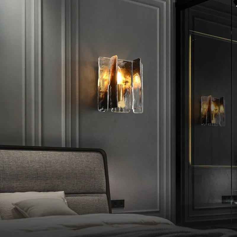 All Copper Living Room wall sconce, Modern Luxury Tv Wall Designer Glass Pendant Lamp Minimalist Nordic Bedroom bedside lamp - view 4