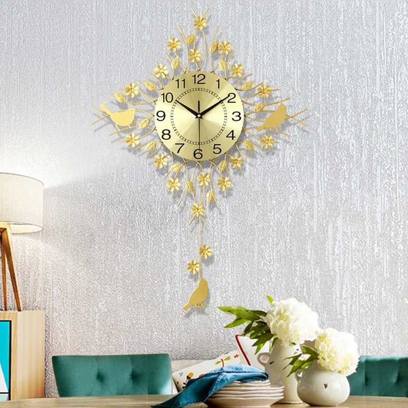 European unique metal clock with pendulum design - view 3
