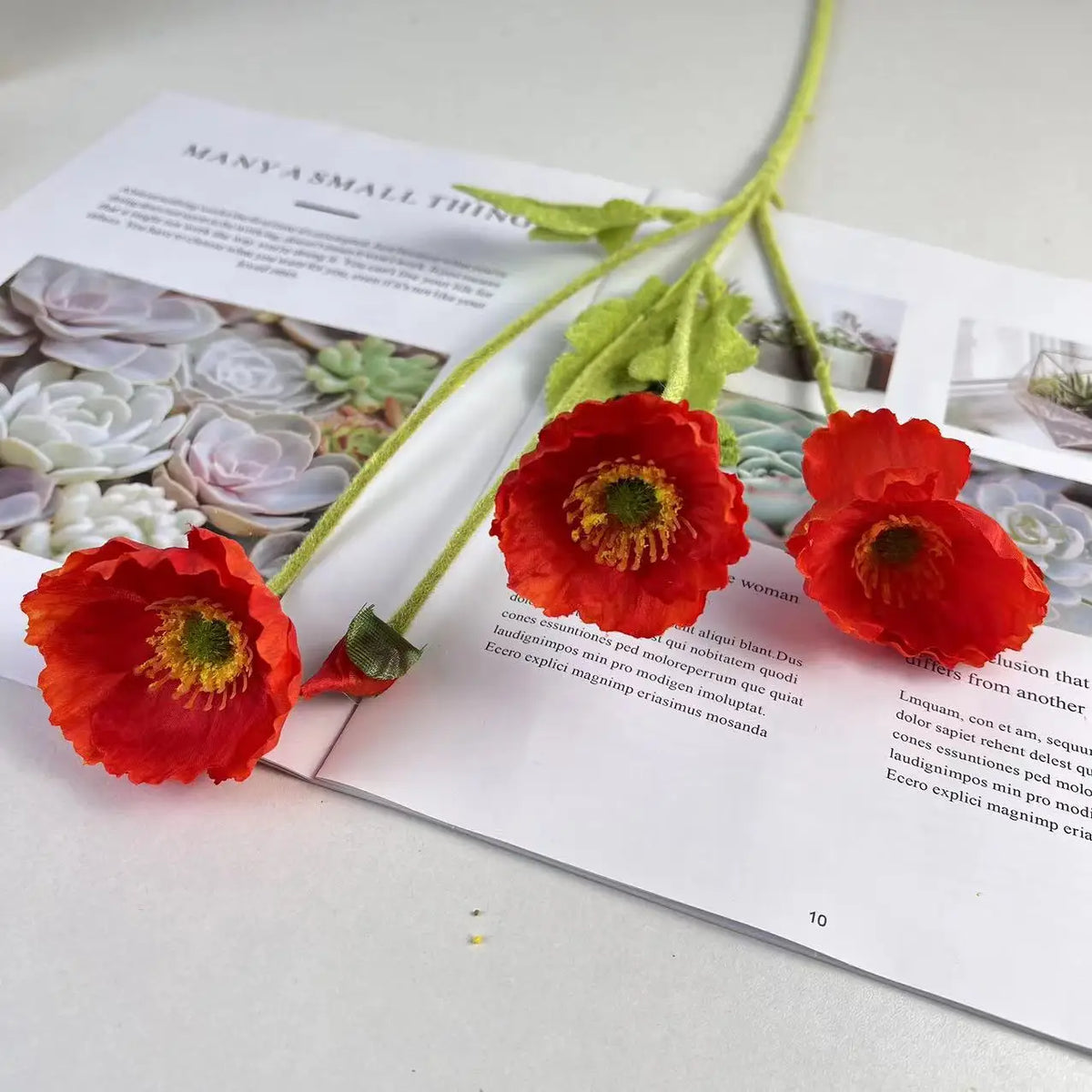 Artificial silk poppy flowers for decoration and events - Red