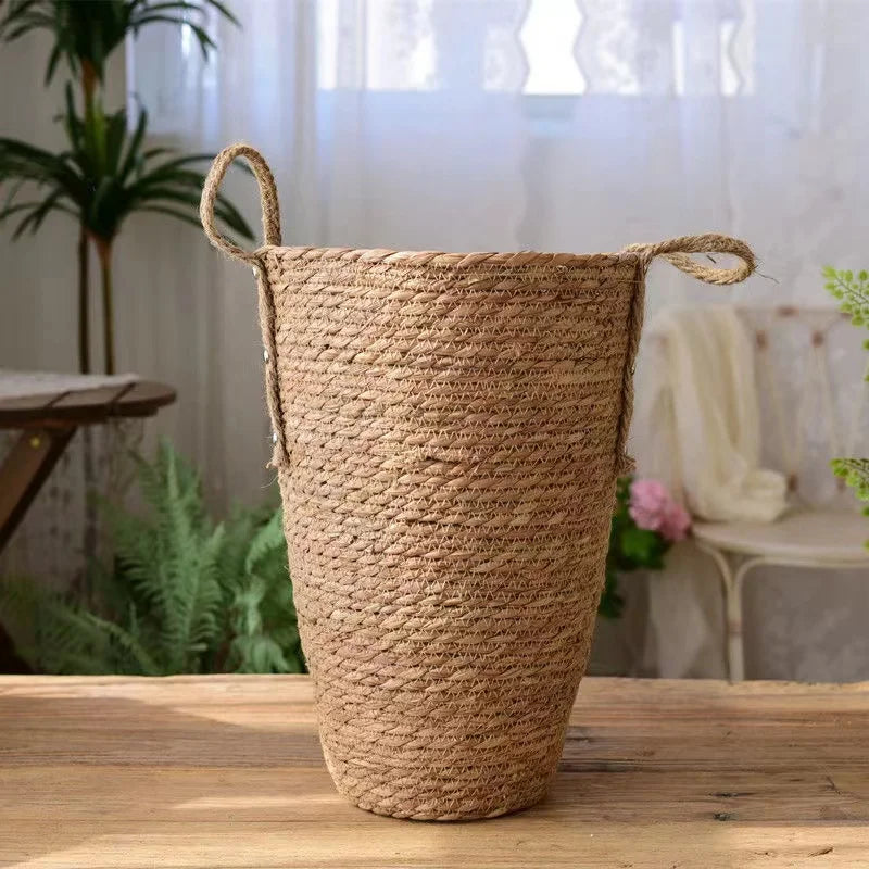 Large wicker basket for garden storage and decoration - view 2
