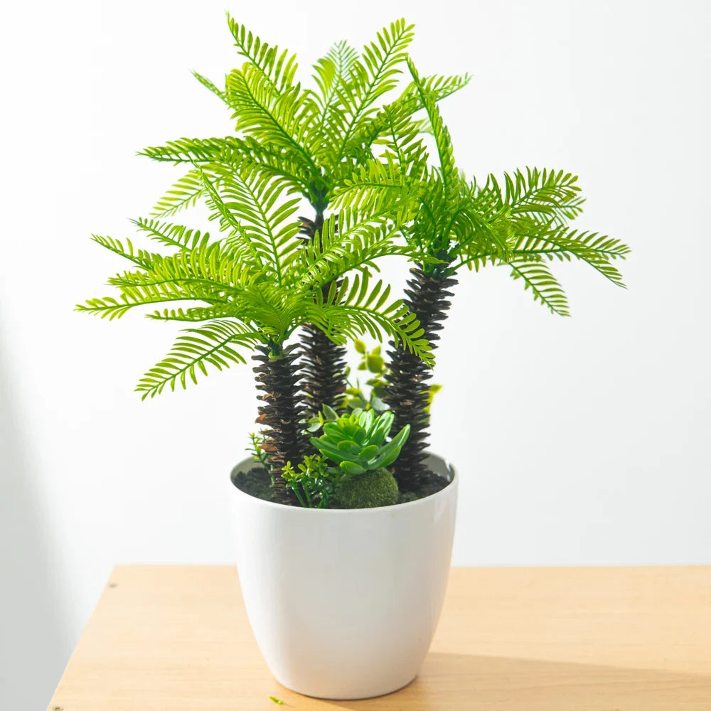 Fake palm large artificial plant in decorative pot