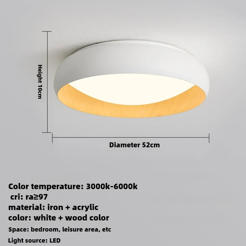 Japanese retro light circular anti glare light soft lighting - White-52cm / 3 modifiables