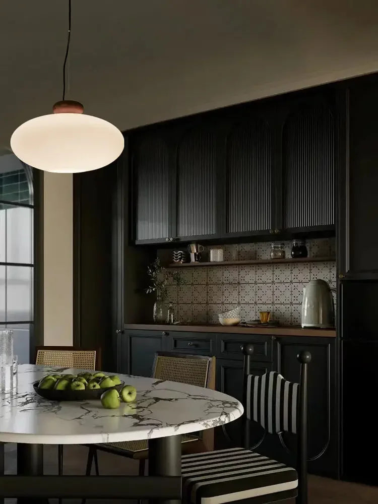 Retro glass and wood chandelier for interior decoration - view 2