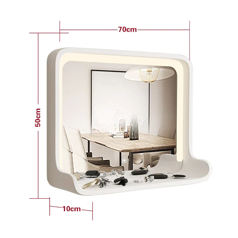 Solid wood mirror with led lighting and wall mounting - 70 50CM 4