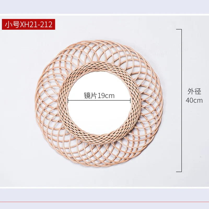 Rattan wall mirrors for creative interior decoration - S 19cmX40cm