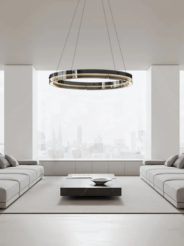 Circular pendant light in glass design modern and minimalist - view 3