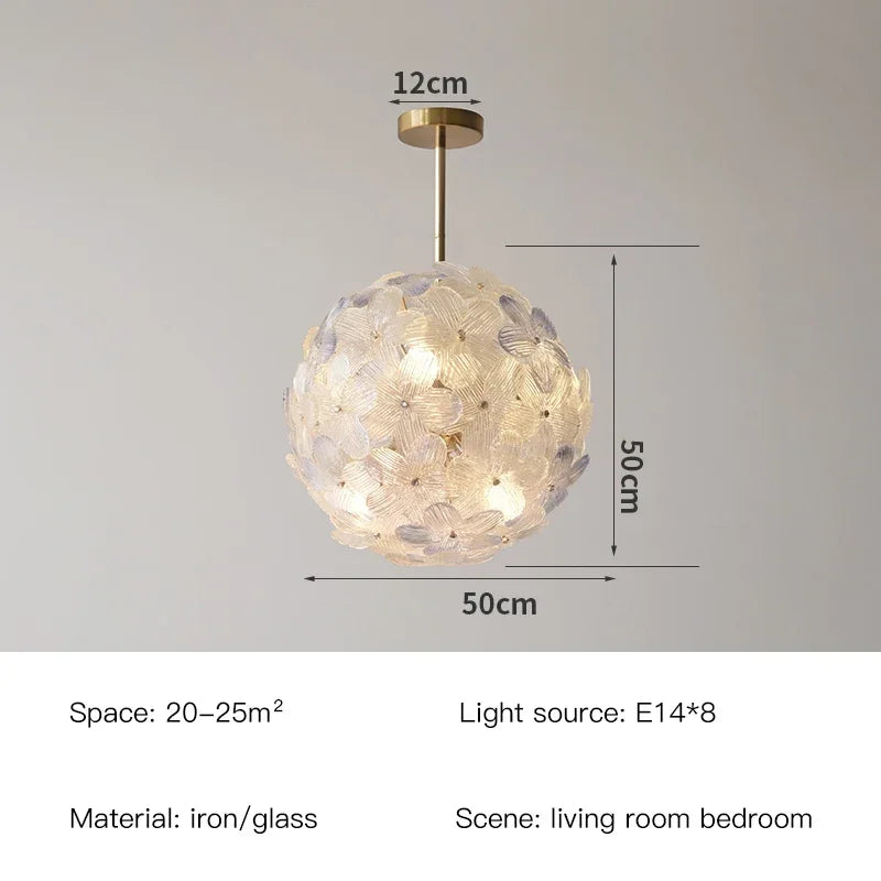 Modern glass pendant light for retro design interior decoration - A-Light Blue D50CM / Warm Light 3000K