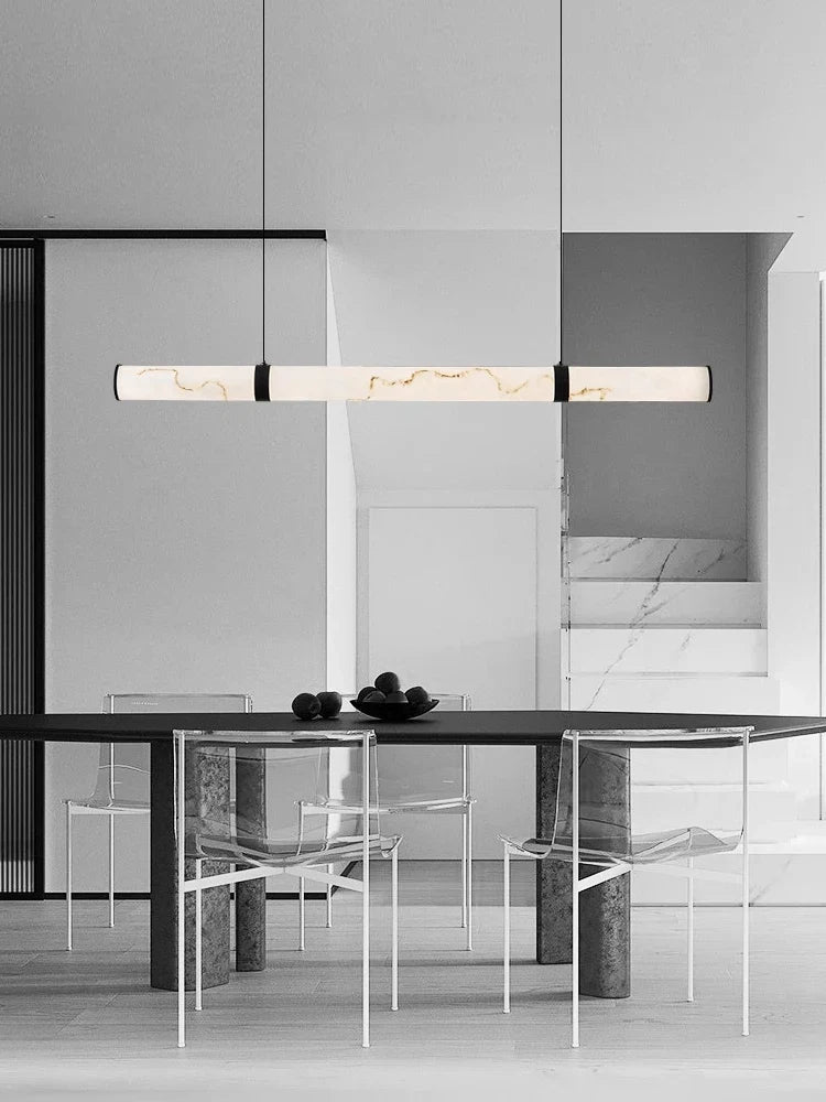 Modern Minimalist All Copper Light Luxury Resin Dining Table Island, High-end Long Strip Straight Line Lighting Decorative Lamp - view 3