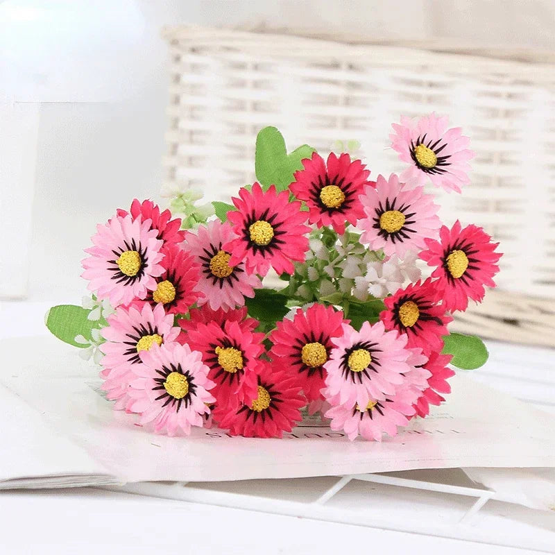 Bouquet of silk daisies for artificial floral decoration - Pink