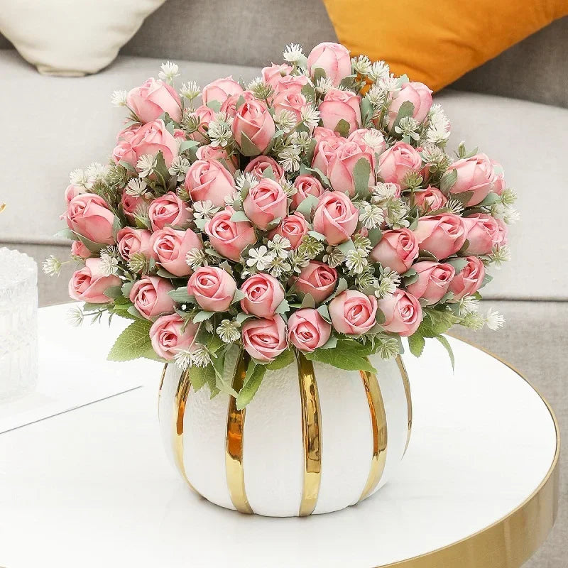 Artificial pink silk floral decoration for indoor and outdoor - view 2