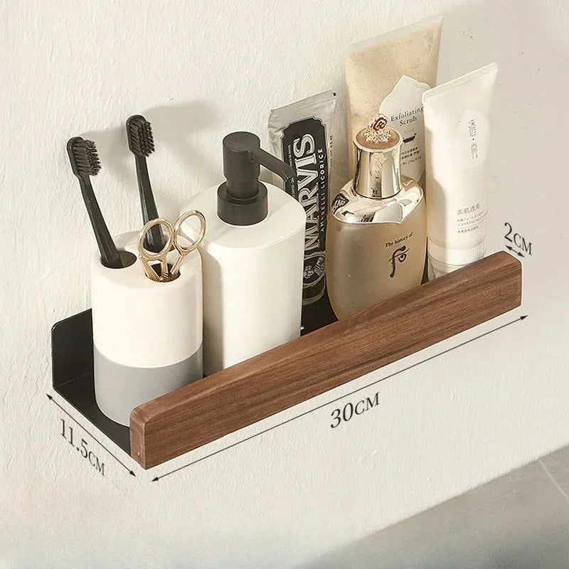 Solid wood wall shelf for practical storage without perforation - 11,5X30CM
