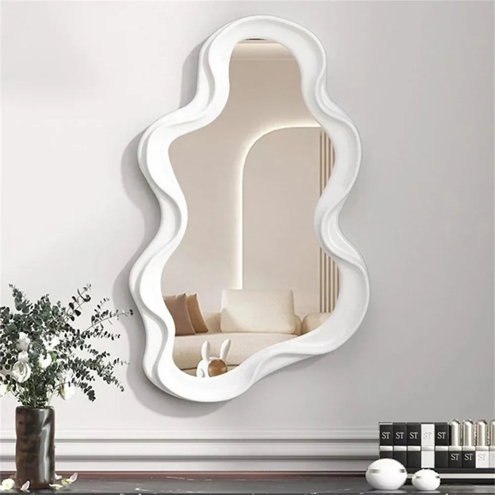 Vertical mirror cloud for desk dorm bathroom decoration - Ondulation blanche