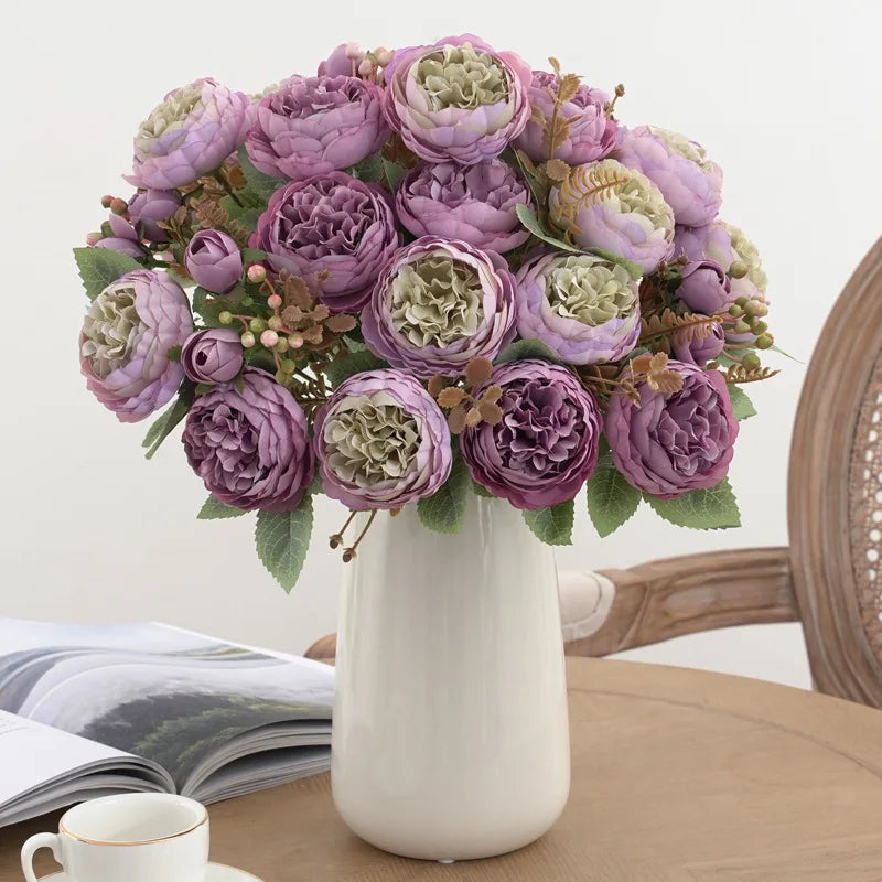 Bouquet of silk peonies for artificial decoration