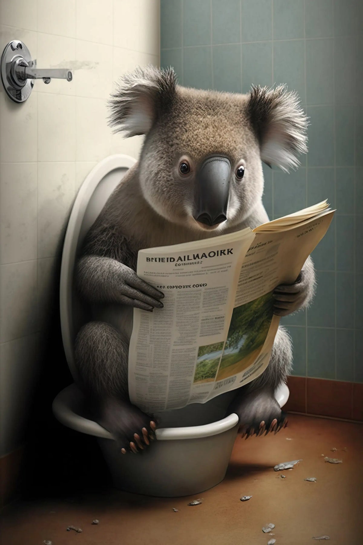 Fun wall decoration animals toilet reading journal - 13X18cm Unframed / 27