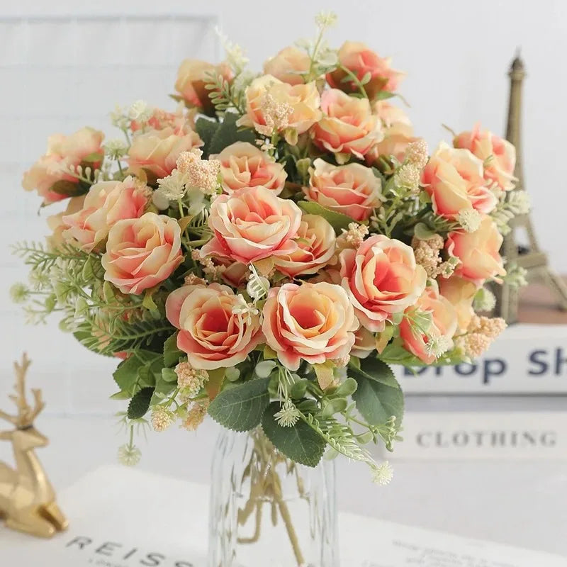 Bouquet of artificial peonies for wedding and interior decoration - Light Orange