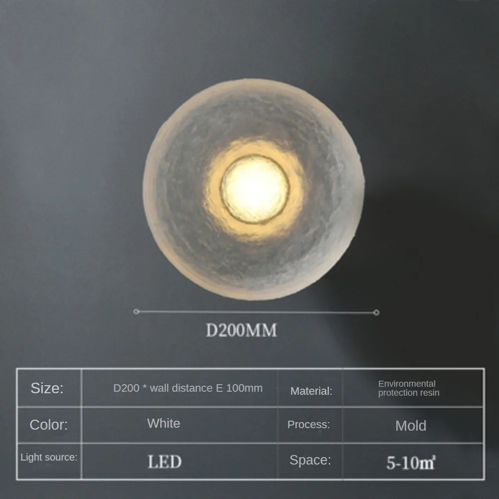 Modern round led wall sconce for interior and exterior decoration - 200 mm / Warm Light