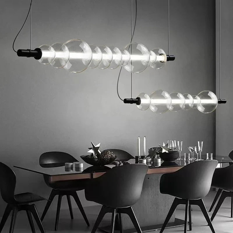 Modern bar counter with suspended light strip - view 3