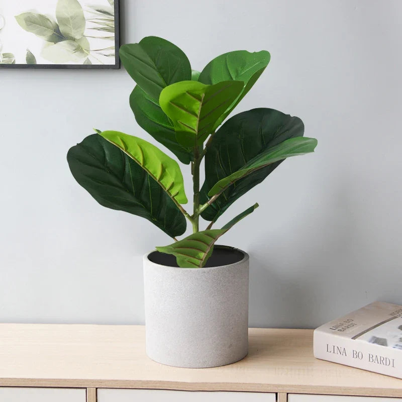 Fake ficus artificial tree tropical plastic plant for interior decoration - view 2