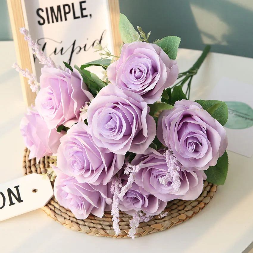 45cm Silk Rose Bouquet for Wedding Decor