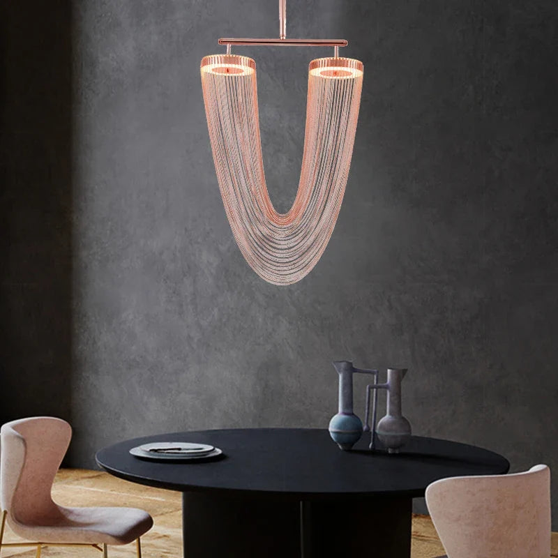 Chandelier art decorative led dimmable in gold-gold aluminium modern design elegance - view 4