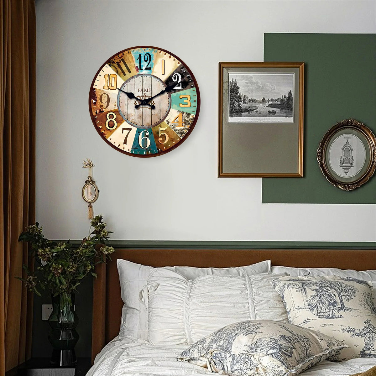 Wooden retro wall clock for silent interior decoration - view 4