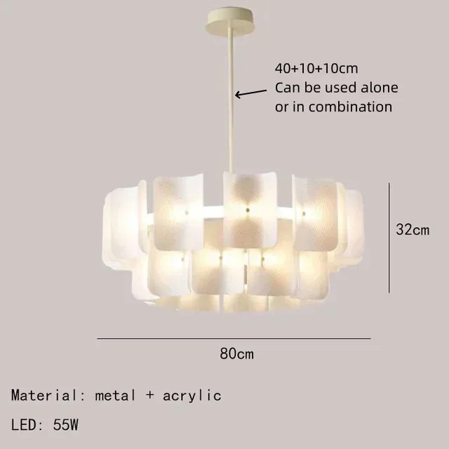 Modern acrylic chandelier Nordic style LED hanging lamp - Ruond-80cm / 3 couleurs