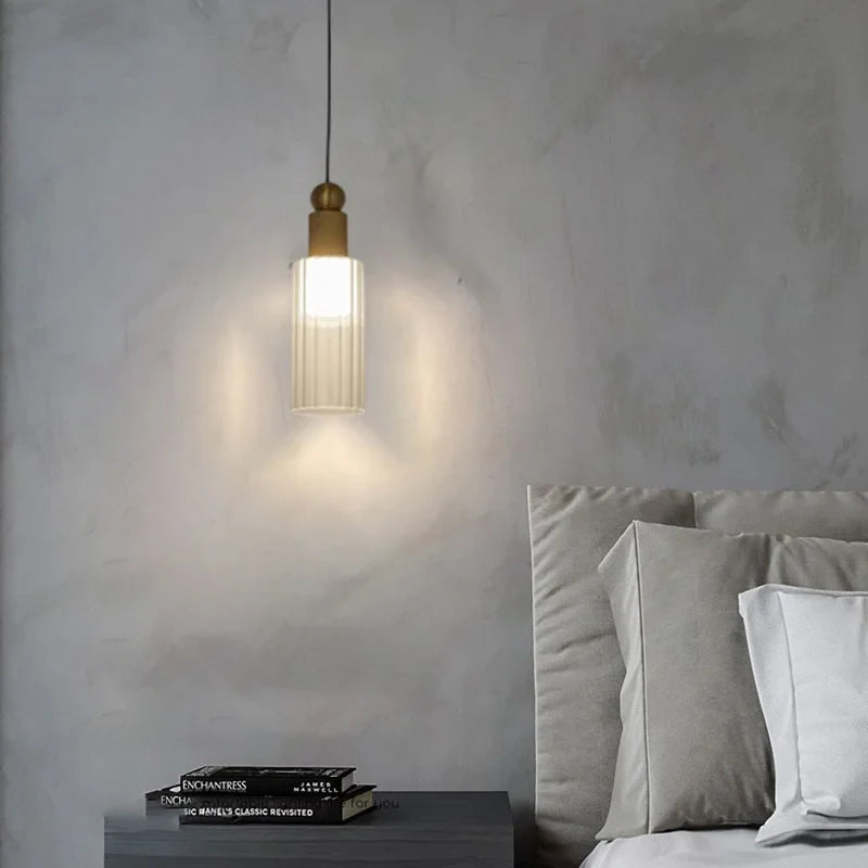 Modern pendant light in glass and copper with interchangeable cords - view 4