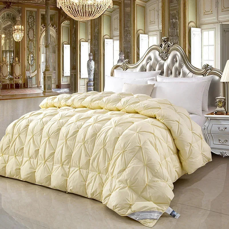 Temperature controlled down quilt, white goose down quilt, single person cotton quilt with thickened core for warmth and comfort - 200x230cm 4kg / beige