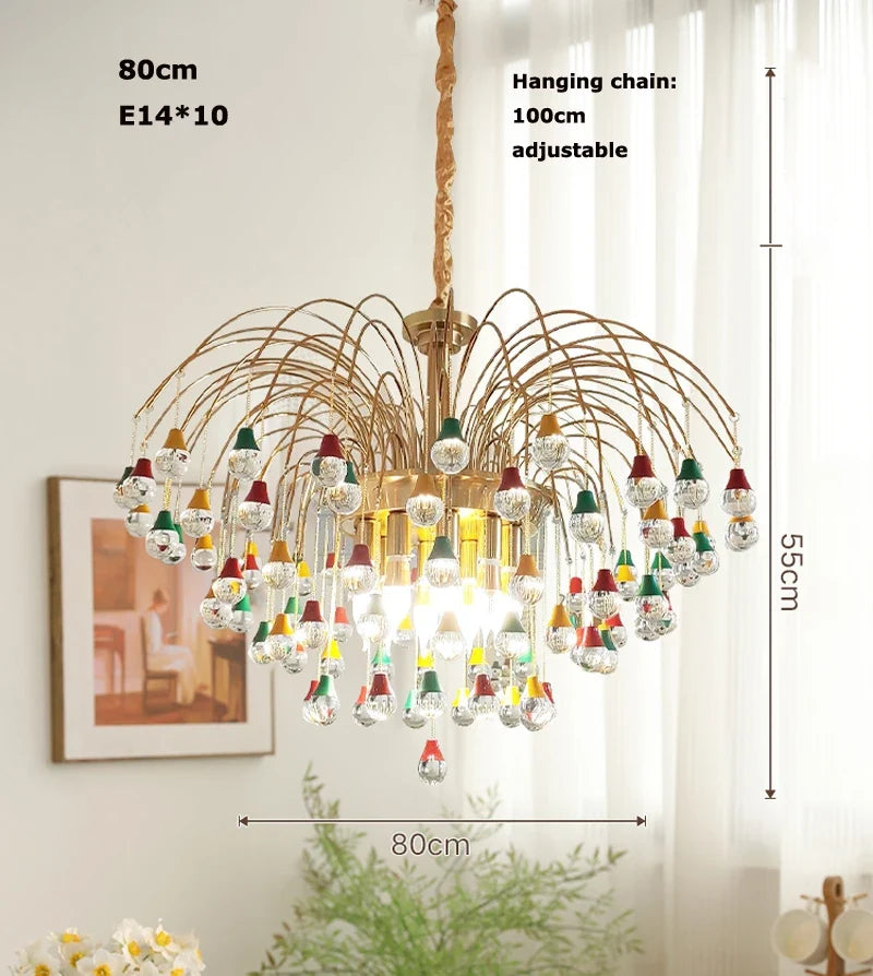Trendy ceiling top angel's tear crystal led modern elegant hanging - Dimmable / 80cm / Gold hardware