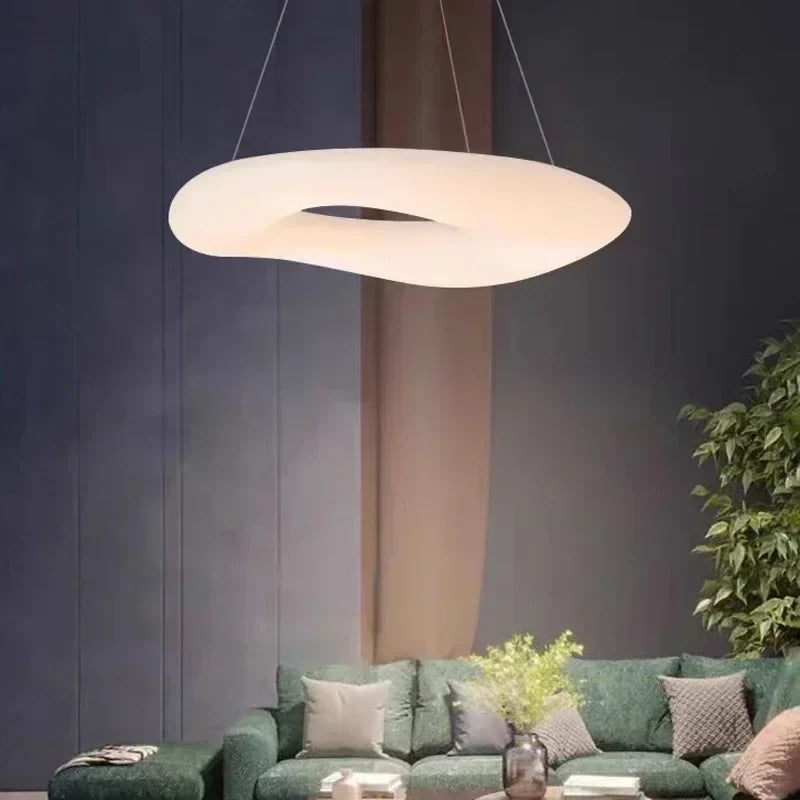 Modern minimalist acrylic eye protection pendant light, living room, bedroom, circular LED indoor lighting - view 3