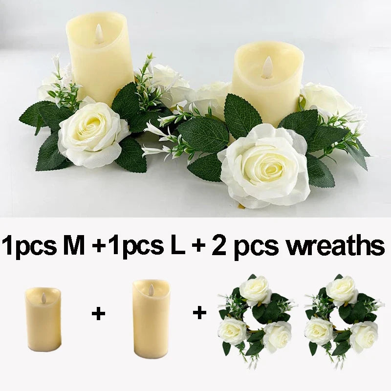 Decorative led candle for wedding and birthday - 1L 1M 2wreaths / Ivory