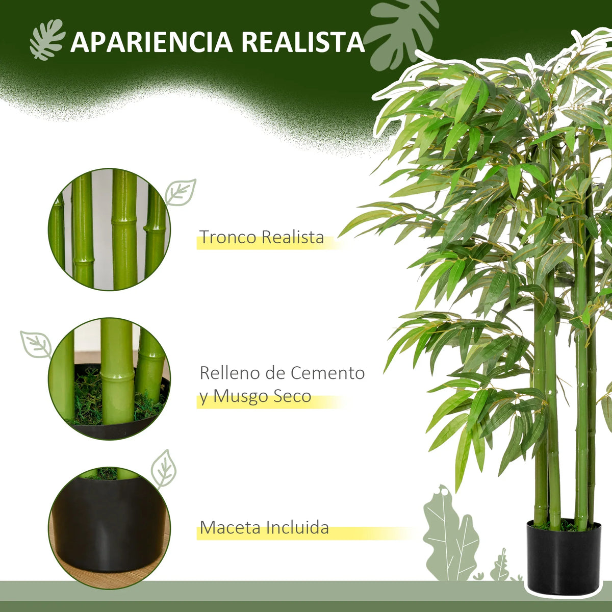 Bamboo flower pot with artificial reeds for interior decoration - view 4