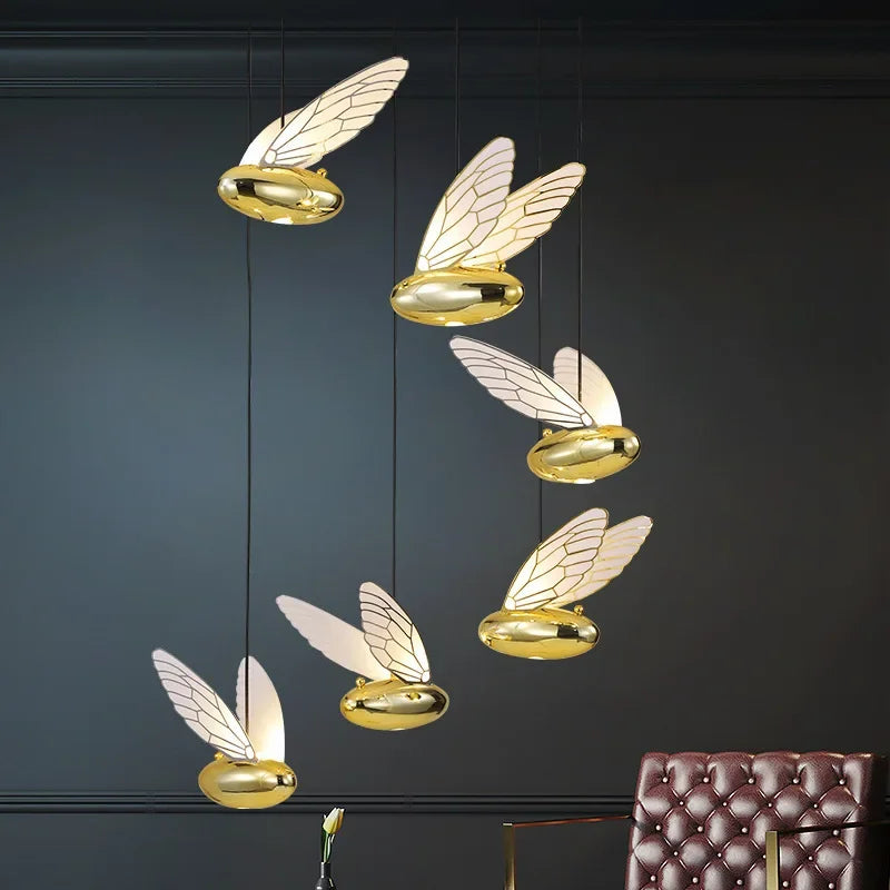 Modern bee pendant light for creative and simple interior decoration