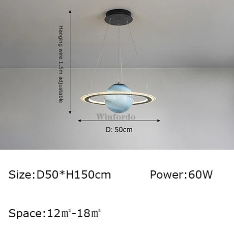 Creative pendant light earth moon football original design - Style B Black D50cm / Warm White 3000K