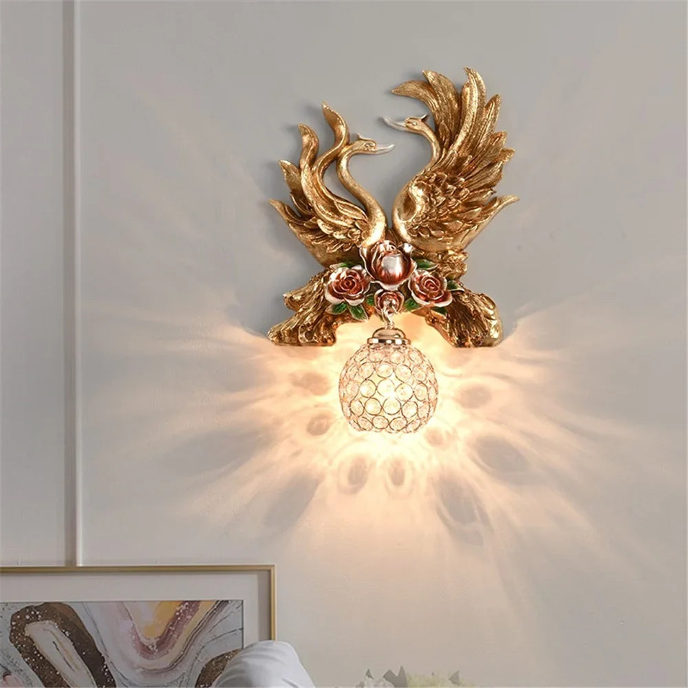Led wall sconce in swan resin creative and modern decoration - view 5