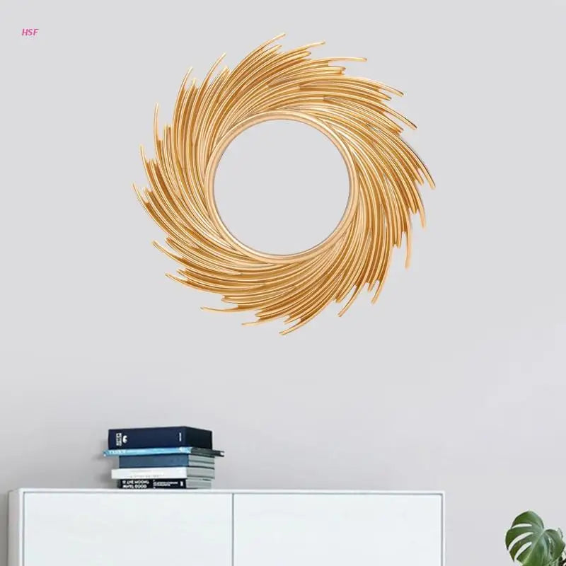 Decorative mirror in rotin in the shape of sun for interior decoration - view 2