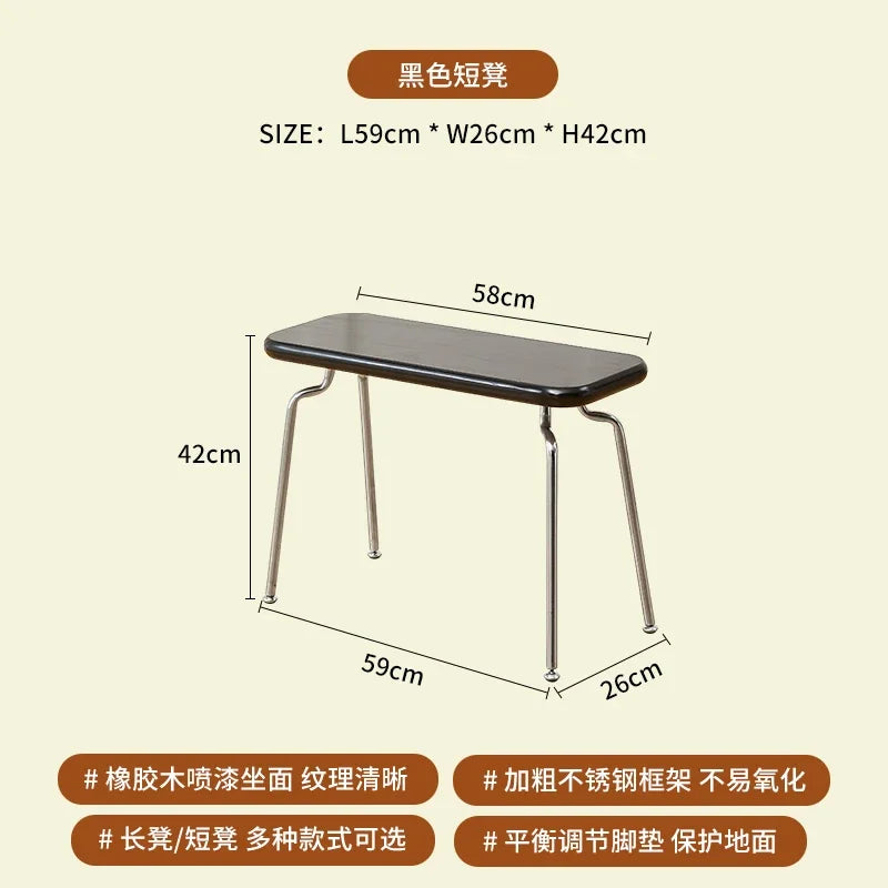 Solid wooden bench retro style for versatile decoration - Black Short