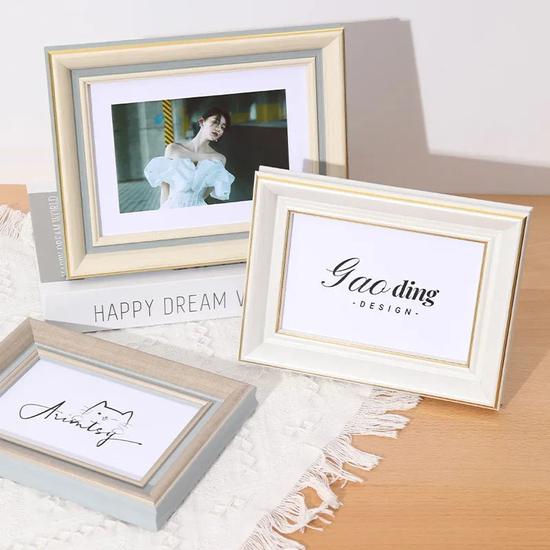Gray and Blue Wood Picture Frame for Family Portraits