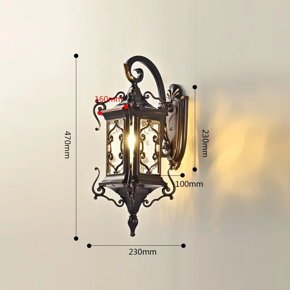 Outdoor retro wall sconce for garden lighting and patio - 470 mm / Hot light 12 W