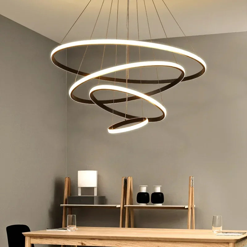 Modern three circle round chandelier elegant design - view 3