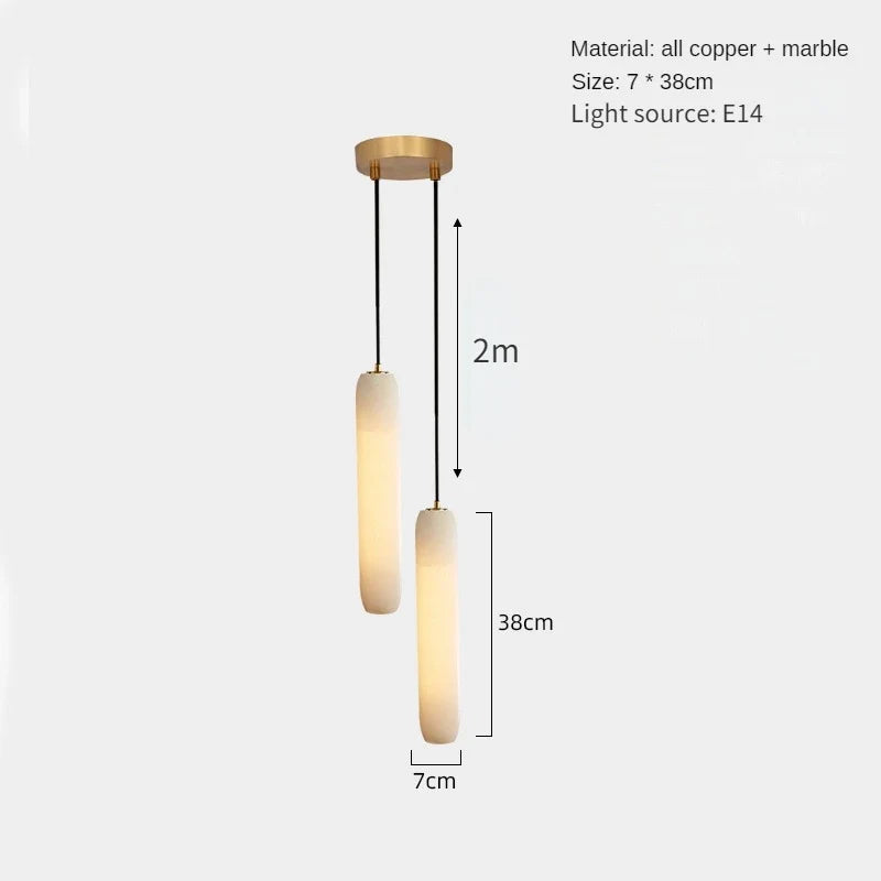 Modern chandelier in natural marble and minimalist copper for decoration - A2 / 3000K