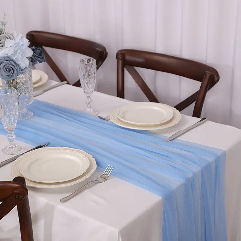 Chemin de table muslin boheme transparent lot 4 - 30x180CM