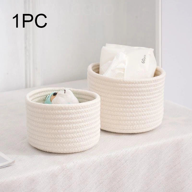 Cotton rope storage baskets for toys and other objects - White / L