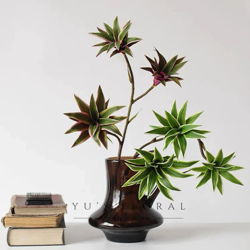 Tropical pot plant with palm and decorative bamboo - view 2