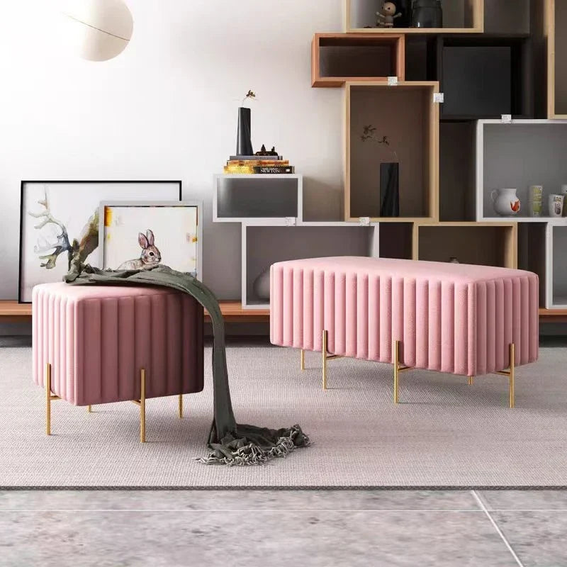 Multifunctional creative Nordic velvet bench for living room and bedroom