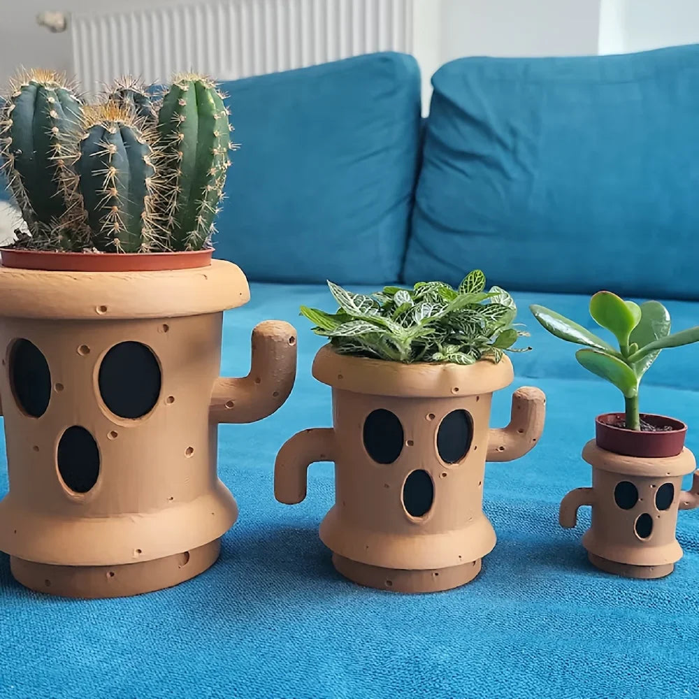 Cute Succulent Planter, Desk decor, Gyroid Gift, Air Plant Pot, Cute Planter Pot Desk pen holdinger - view 2