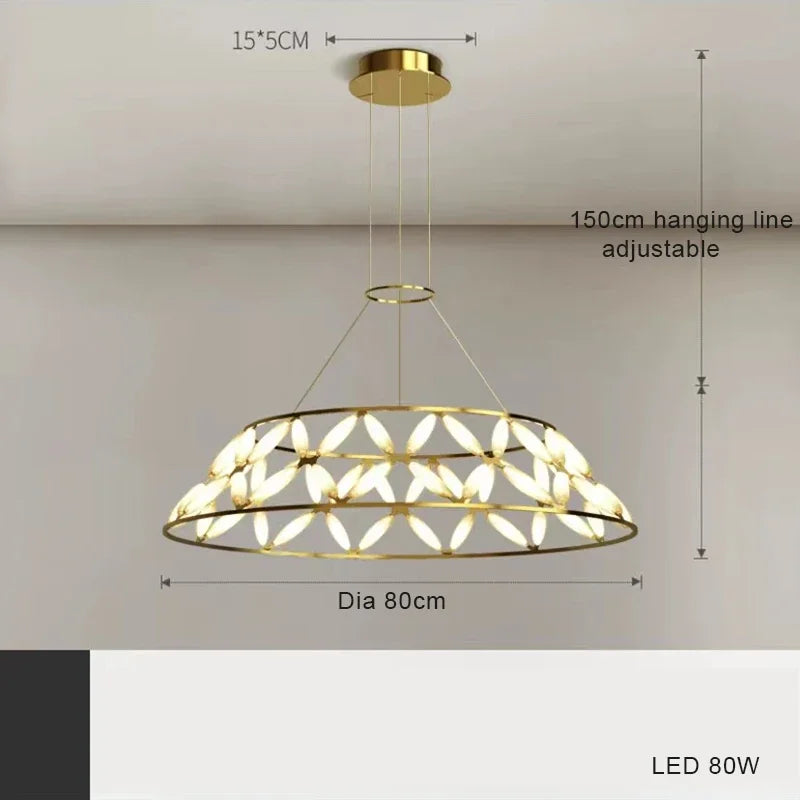 Modern Nordic chandelier creative led lamp for interior decoration - A-D80cm / Silver / White Light